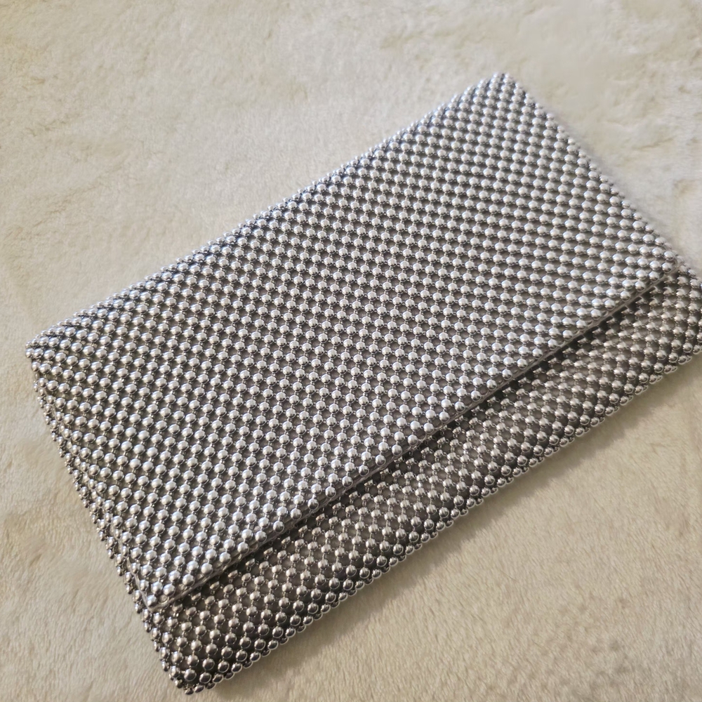 INC International Concepts Silver Crystal Mesh Evening Clutch